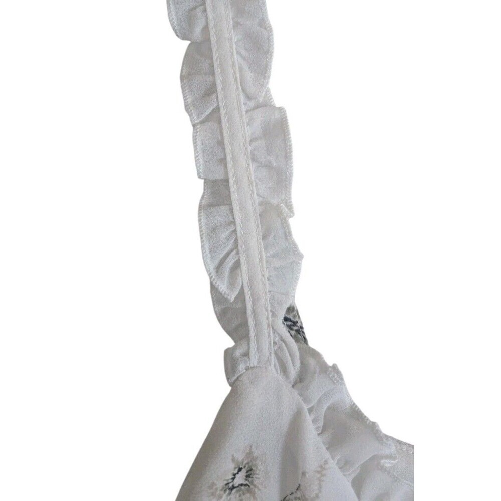 WHBM White Ruffle Floral Embroidered Cami Tank Lined Size Medium - Picture 4 of 9